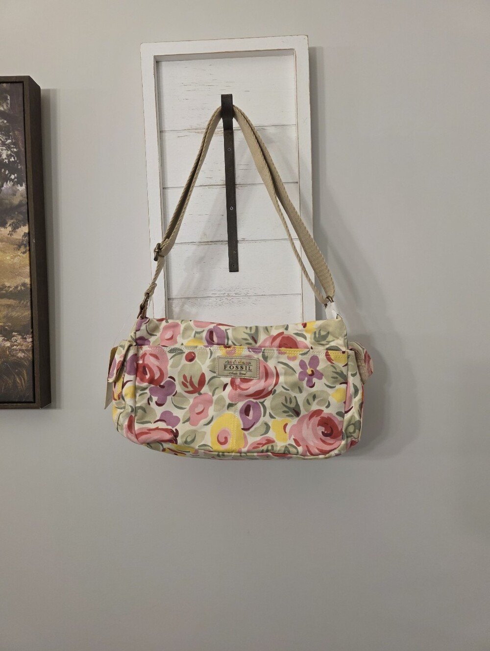 Vintage Fossil Floral Canvas Bag New With Tags